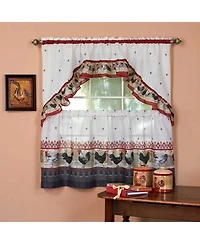 Kate Aurora Old Country Rooster Cottage Kitchen Curtain Tier & Swag Set