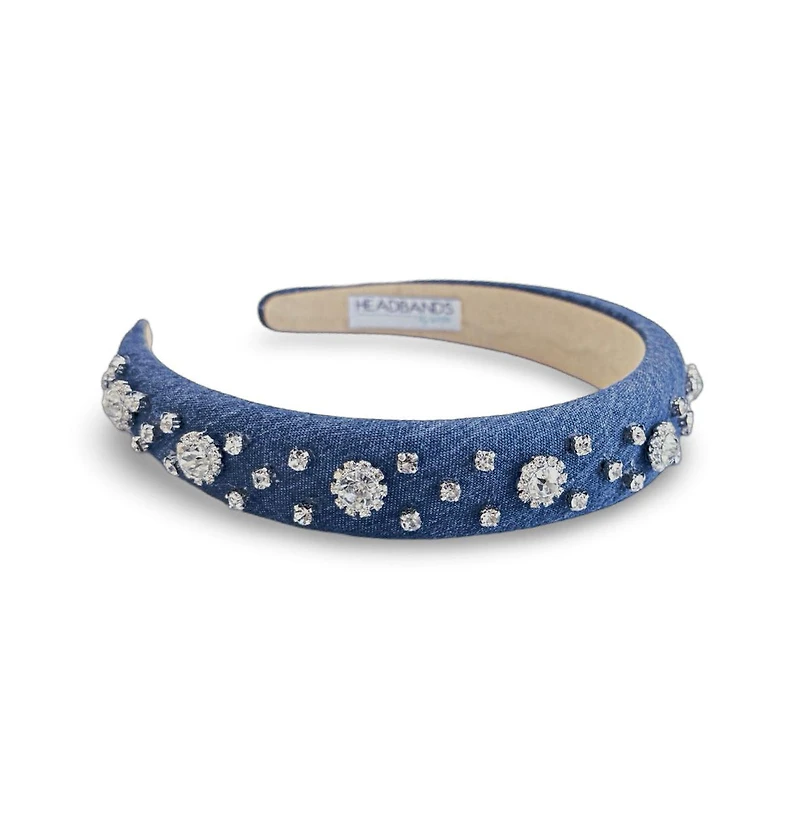 Classic Padded Headband - Denim Rhinestones