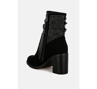 Chinar Rhinestone Studded Slouchy Ankle Boots