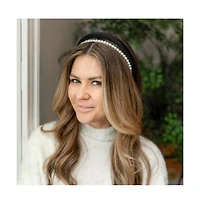 Classic Double Headband Set - Black and Pearl