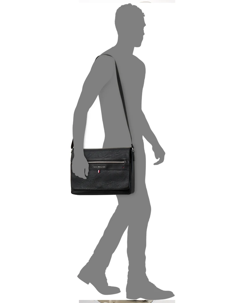 Tommy Hilfiger Men's Pebble Faux-Leather Leo Messenger Bag