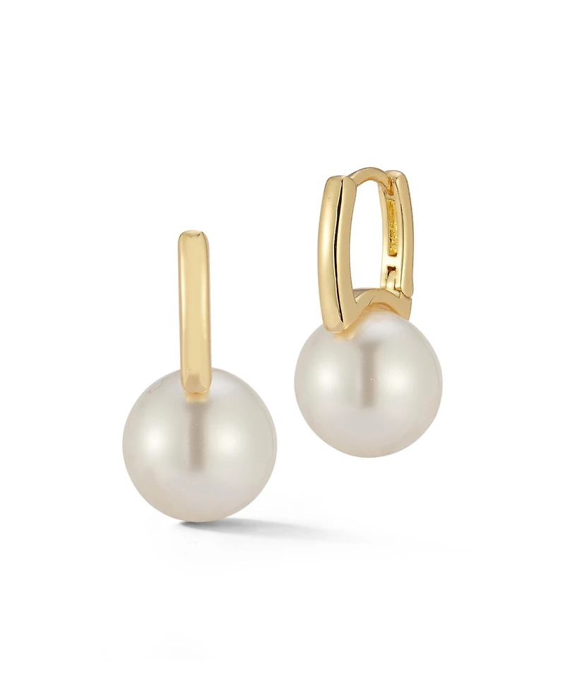 Rachel Zoe Gold Plated Pearl Huggie Hoop Earrings
