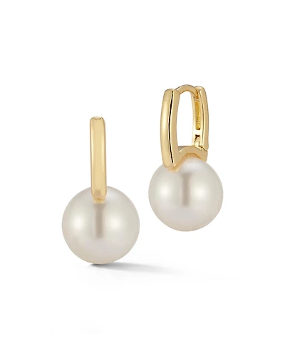 Rachel Zoe Gold Plated Pearl Huggie Hoop Earrings