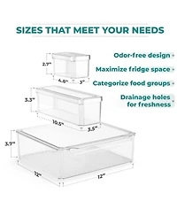 Sorbus 10 Pack Clear Stackable Refrigerator Storage Bins with Lids - Perfect for Kitchen Organization, Pantry and Fridge Storage