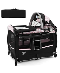 Costway Pack & Play Baby Diaper Changing Table 4 in 1 Portable Foldable with Mattress Carrying Bag
