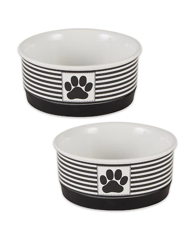 Bone Dry Black Striped Paw Patch Pet Bowl Set/2