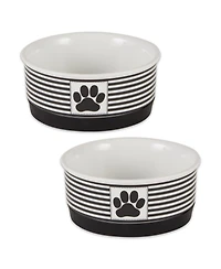 Bone Dry Black Striped Paw Patch Pet Bowl Set/2