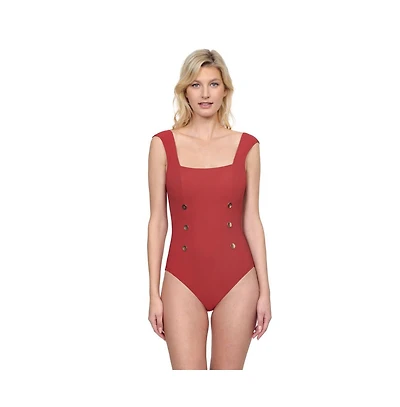 Gottex Women's Monte Carlo Cap Sleeves Square Neck One Piece Swimsuit