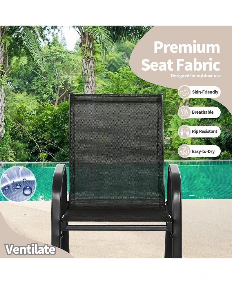 Gouun Set of 2 Metal Patio Rocking Chair with Breathable Seat Fabric