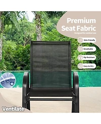Gouun Set of 2 Metal Patio Rocking Chair with Breathable Seat Fabric