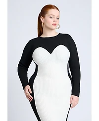 Eloquii Women's Maxi Sweater Dress With Colorblocked