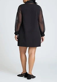 Eloquii Women's Plus Sheer Sleeve Shirt Dress