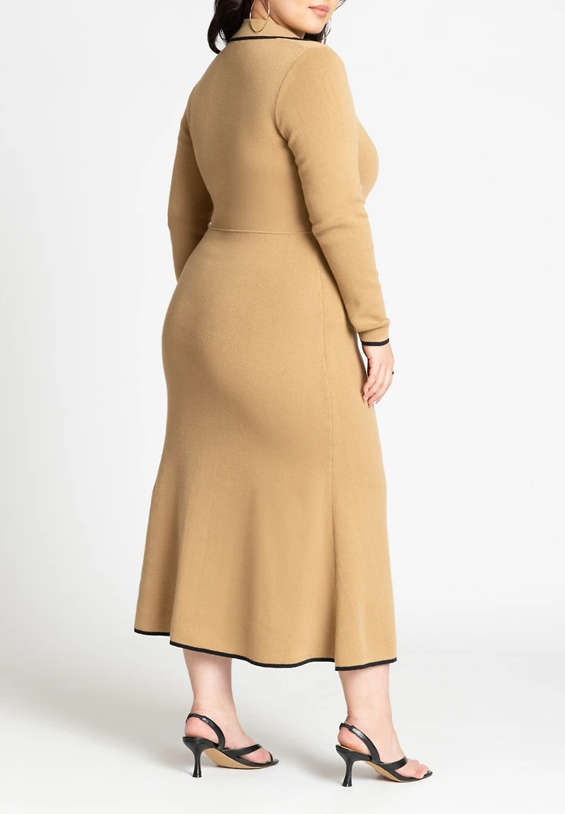 Eloquii Women's Plus Size Ribbed Sweater Dress With Collar