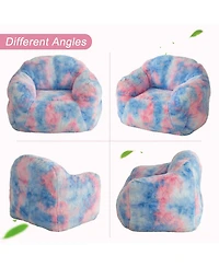gaomon Giant Bean Bag Chair, Tie-Dye Faux Fur Stuffed Couch for Adults, Large Lazy Sofa Floor Chair with Handle, 39"L x 32"W 28"H