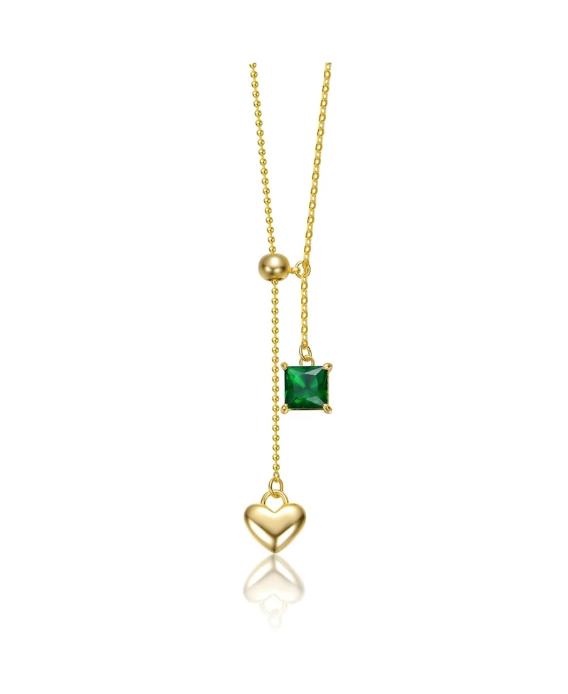 14K Gold Plated Golden Heart Y-Shape Elegance Necklace