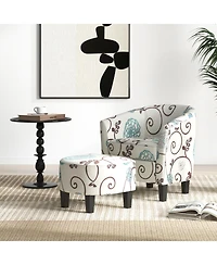 Gouun Modern Accent Tub Chair and Ottoman Set with Fabric Upholstered