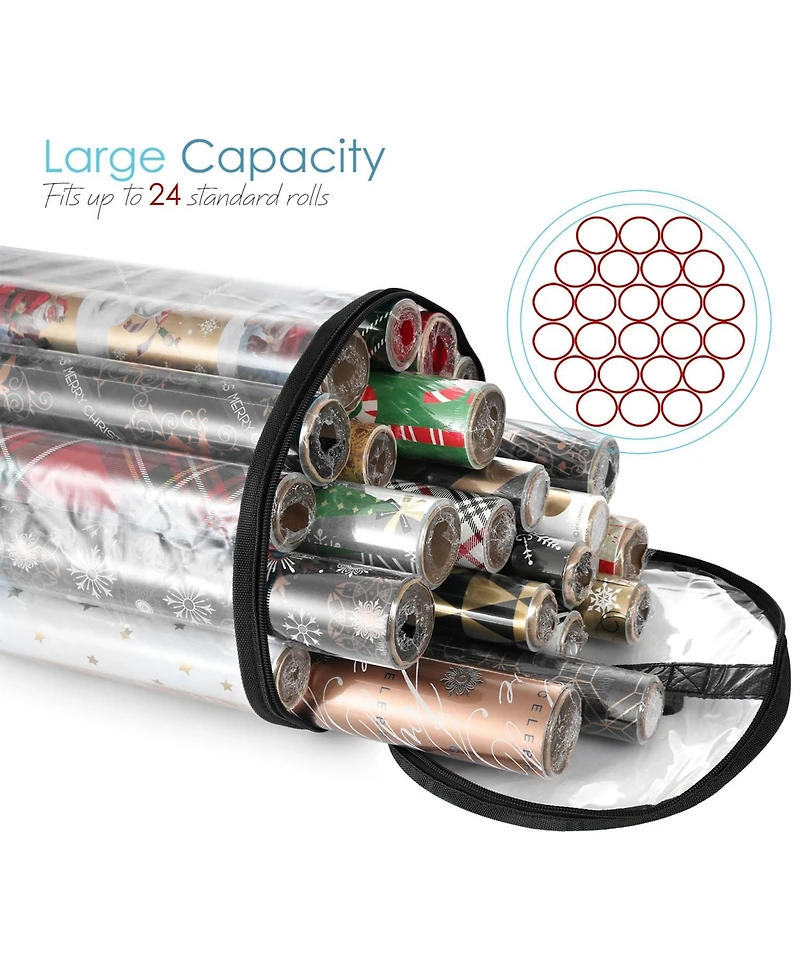 Hearth & Harbor Premium Holiday Gift Wrapping Paper Storage Organizer Bag - Fits Up To 14 Rolls of 40”