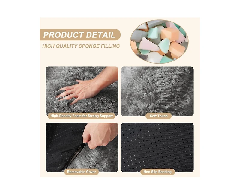 gaomon Bean Bag Chair, Adult Bean Bag Couch with Armrest, Soft Fluffy Faux Fur Beanbag Chair for Reading, Plush Lazy Sofa High-Density Foam Floor Sofa