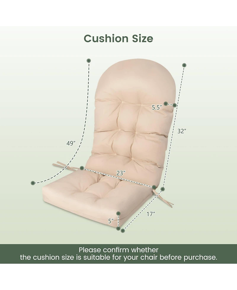 Gouun Patio Adirondack Chair Cushion with Fixing Straps and Seat Pad