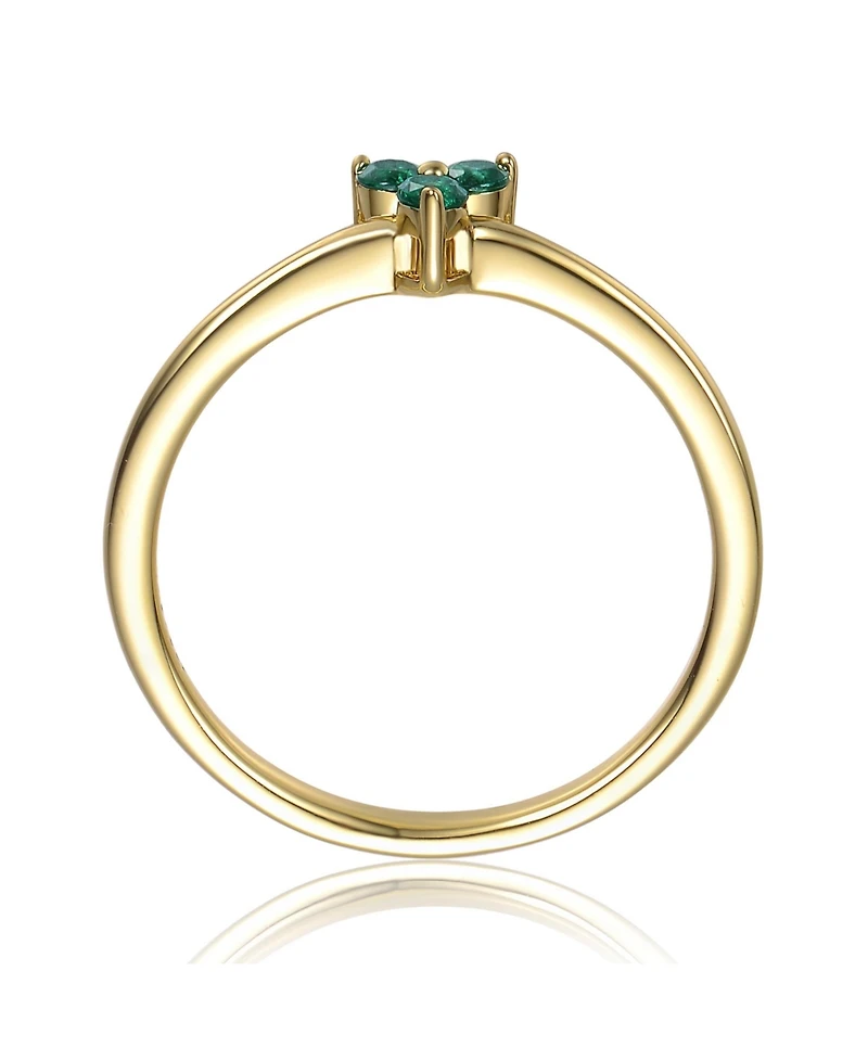 GiGiGirl 14k Gold Plated with Triple Green or Pink Cubic Zirconia Ring
