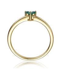 GiGiGirl 14k Gold Plated with Triple Green or Pink Cubic Zirconia Ring