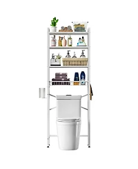 Bathroom Space Saver – Over-the-Toilet Storage with Rustic Wood Shelves and Sturdy Metal Frame