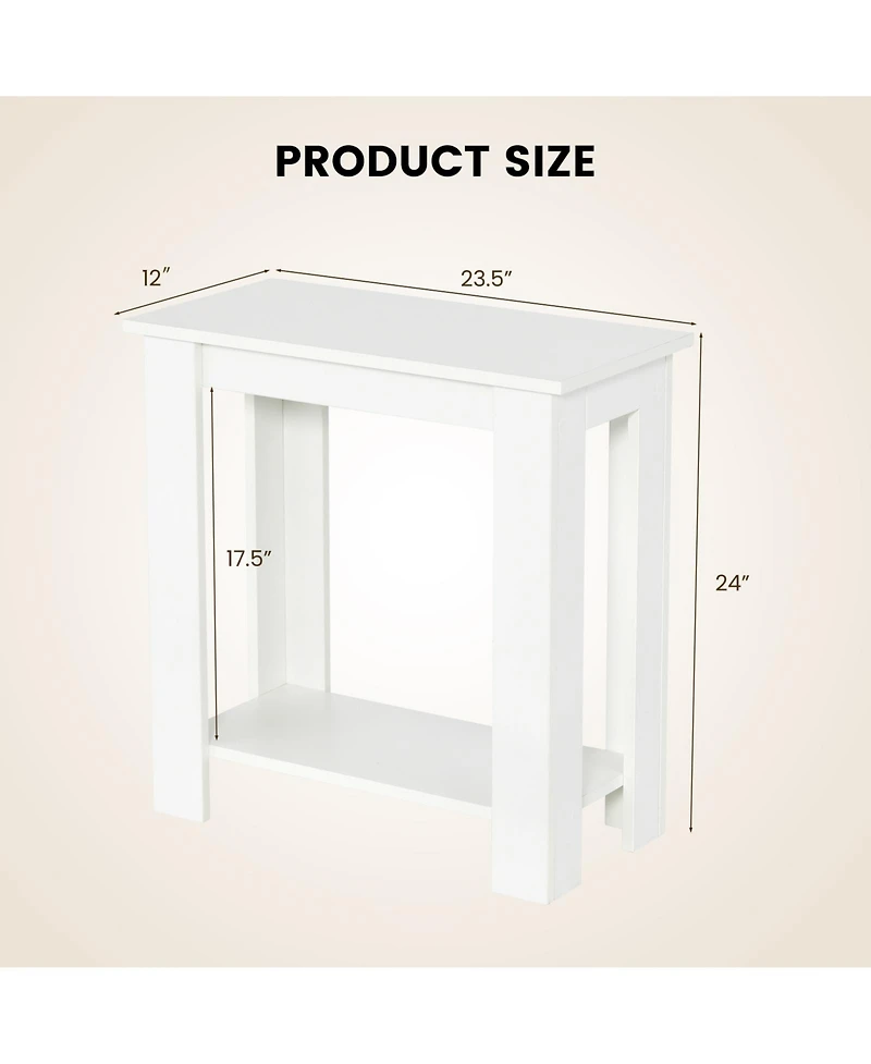Gouun 2-Tier Modern Compact End Table with Storage Shelf