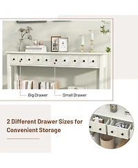 Gouun 60 Inch Long Sofa Table with 4 Drawers and Open Shelf for Living Room