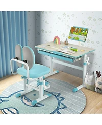 Gouun Height-Adjustable Kids Desk with Tilt Desktop and Book Stand