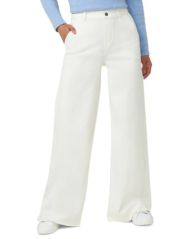 Hue Women's Frayed Mid-Rise Wide-Leg Denim Leggings