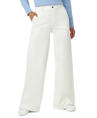 Hue Women's Frayed Mid-Rise Wide-Leg Denim Leggings