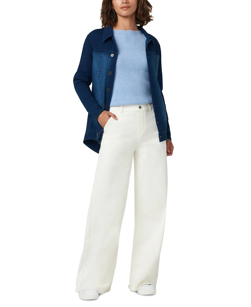 Hue Women's Frayed Mid-Rise Wide-Leg Denim Leggings