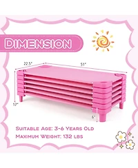 Gouun Kids Stackable Daycare Cot Pack of 6 with Detachable Oxford Cloth