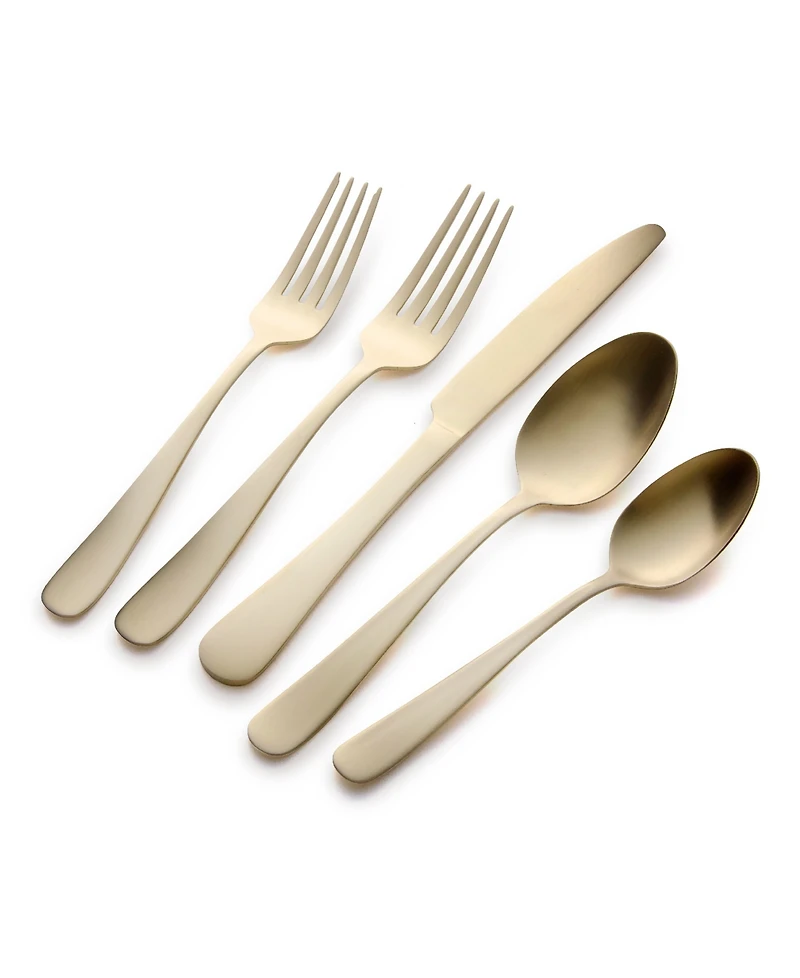 Kitchinox Alton Bay Gold Satin 45-Pc. Flatware Set, Service for 8