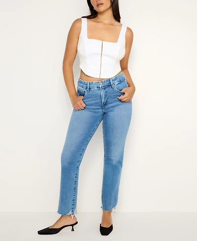 Good American Women's Soft-Tech Legs Straight Jeans