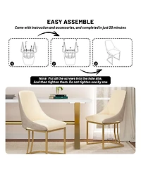 Boyel Living Modern Dining Side Chair with Metal Legs and Swivel Leveling Feet (Set of 2)