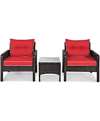 Slickblue 3-Piece Pe Rattan Outdoor Dining Patio Furniture Set with Cushions