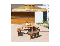 Slickblue Outdoor Picnic Table with 3 Benches for Spacious and Comfortable Outdoor Dining