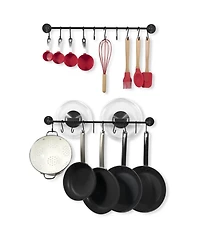Heavy Duty Wall Pot Rack – Metal Kitchen Organizer with 20 Hooks for Pans, Lids & Utensils