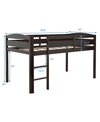 Gouun Wooden Twin Low Loft Bunk Bed with Guard Rail and Ladder