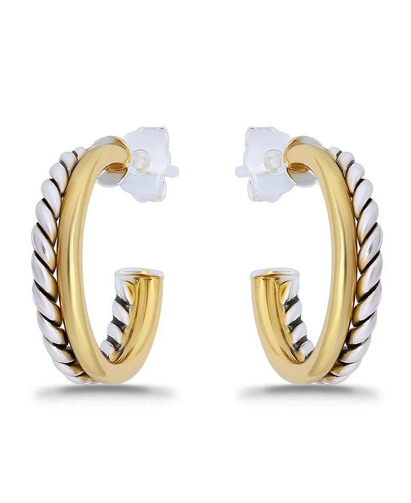 Macy's Oxidized Polish Tubing Post Hoop Earrings