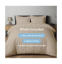 Premium Microfiber Duvet Cover Set - Queen Cream
