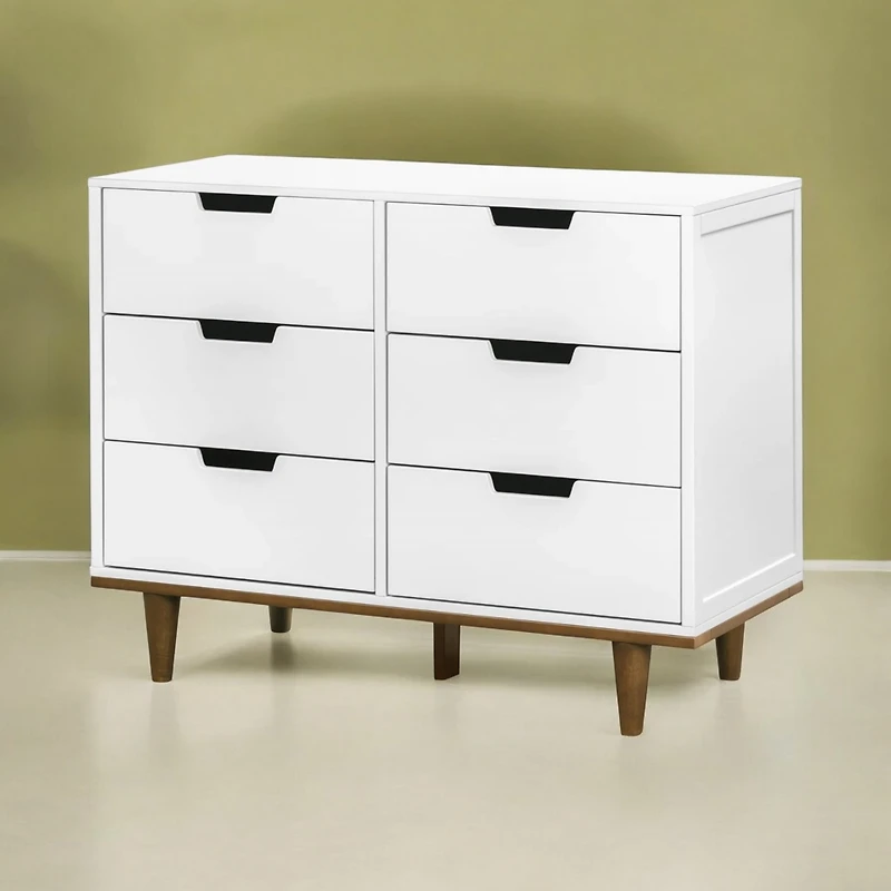 Slickblue Modern Mid-Century Style 6-Drawer Double Dresser