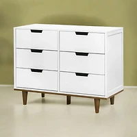 Slickblue Modern Mid-Century Style 6-Drawer Double Dresser