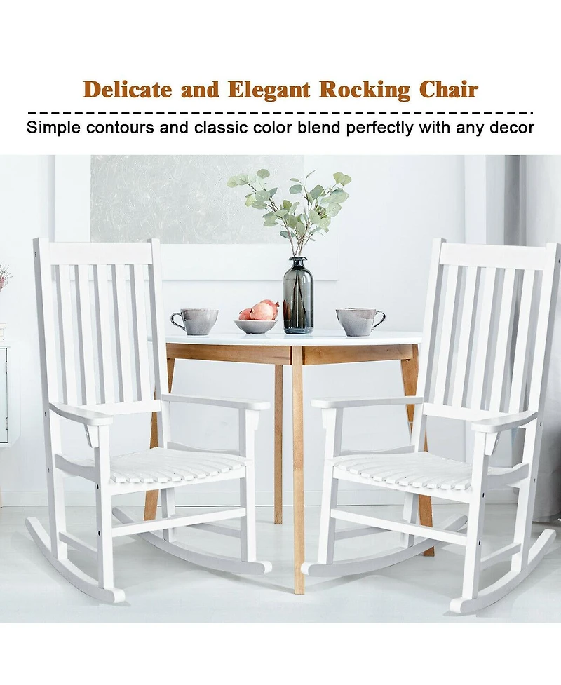 Gymax Wooden Rocking Chair Porch Rocker High Back Garden Seat