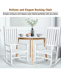 Gymax Wooden Rocking Chair Porch Rocker High Back Garden Seat