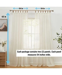 Hlc.me Lena Burlap Flax Linen Semi Sheer Privacy Sun Light Filtering Transparent Window Tab Top Thick Curtains Drapery Panels 2 Panels