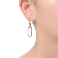 Sterling Silver 14K Gold Plated Clear Cubic Zirconia Square Drop Butterfly Earrings