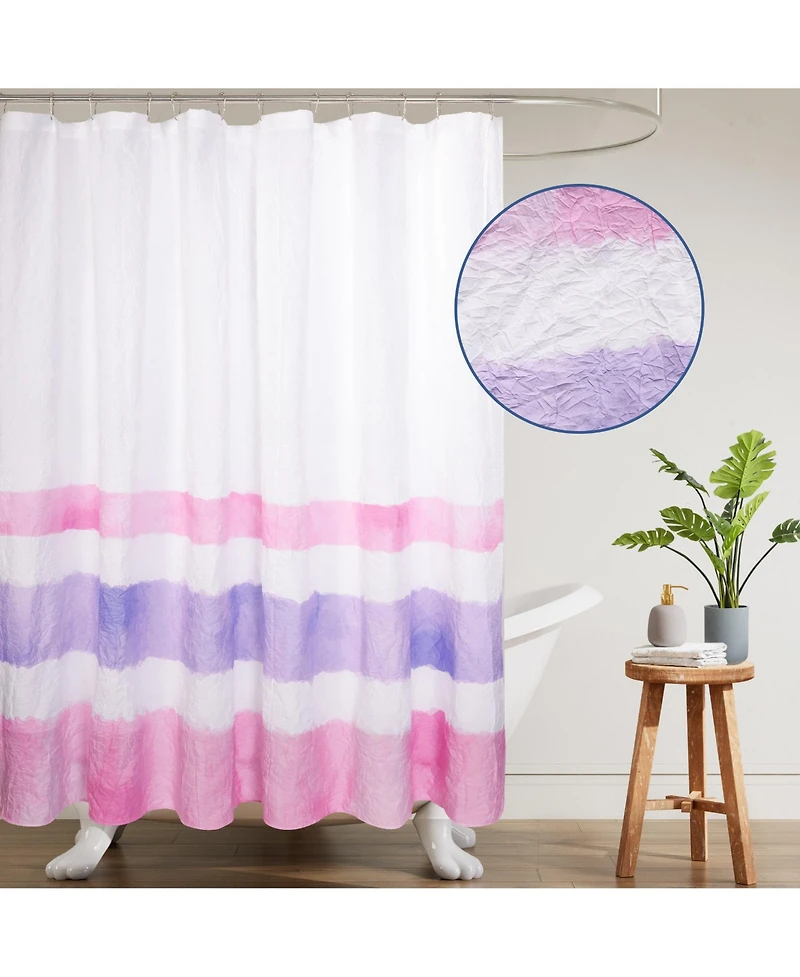 Awesome Home Crinkle Stripe Textured Fabric Shower Curtain, 72"X72"