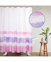 Awesome Home Crinkle Stripe Textured Fabric Shower Curtain, 72"X72"